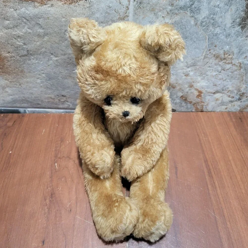 Vintage Brown Bear Shelf Sitter Plush Nursery Decor